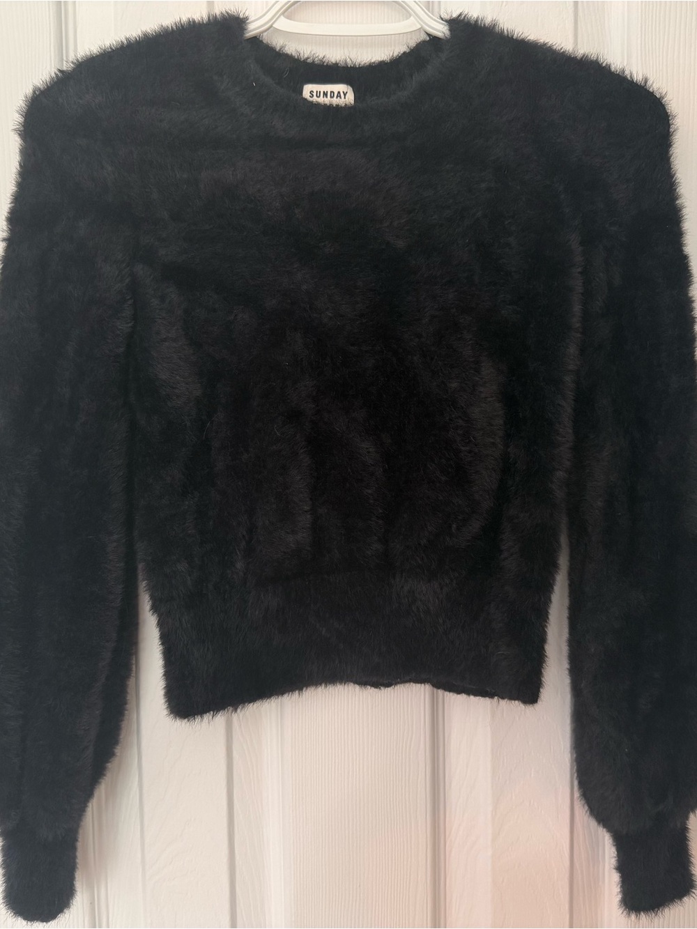 Sunday Best Black Fuzzy Crewneck Sweater